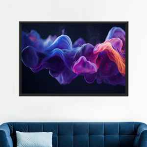 Affiche de peinture numérique moderne, toile imprimée avec motif de fumée bleue et violette, décoration murale, 1P : encadré noir - Product Image 1