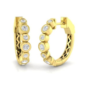 Pendientes de Aro de Diamantes de Diseño Redondo de Lujo, 0.50 Ct, Diamantes Cultivados en Laboratorio en Platino, Regalo de Boda o Compromiso - Product Image 2