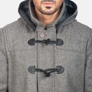 Grey Knitted Woolen Fashion Hooded Duffle <b>Coat</b> with <b>Camel</b> Filling and Nylon Shell - Product Image 6