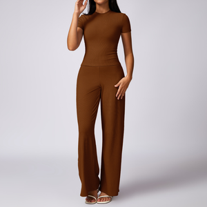 Conjunto Deportivo de Yoga para Mujer al por Mayor, 2 Piezas, Cintura Elástica Sólida, Diseño Frontal, Secado Rápido, Ecológico, Transpirable, Logotipo Personalizado - Product Image 2