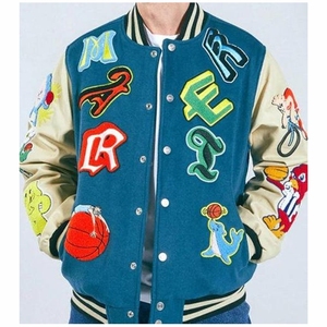 Chaqueta de béisbol universitaria para hombre, chaqueta deportiva de gran tamaño personalizable para hombre con mangas largas bordadas, logotipo del equipo escolar - Product Image 3