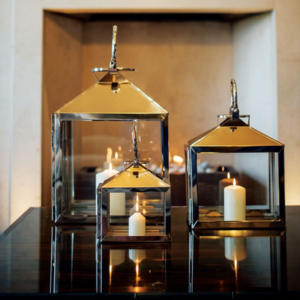 Style nordique en acier inoxydable 304 fait à la main Rectangle suspendu lanterne bougeoir finition en métal brillant pour la maison de noël - Product Image 5