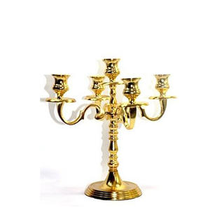 Candélabre en métal à 5 bras plaqué or de la meilleure qualité grand bougeoir sur pied artisanat vintage pour table polyvalente - Product Image 6