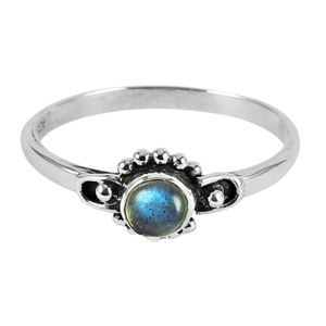 Bijoux personnalisés en argent 925 Sterling Silver Natural Labradorite Gemstone Round Shape Ring Bohemian Handmade Jewelry Supplier - Product Image 5