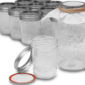 Bocaux en verre écologiques de style vintage pour bocaux Mason, avec motif de fruits, pour le stockage de condiments en restaurant, forme cylindrique - Product Image 1