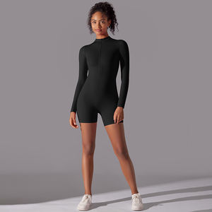 Monos deportivos de cintura alta para mujer, monos con patrón sólido único de Spandex/nailon, conjuntos de monos, monos de gimnasio para adultos - Product Image 6