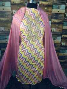 Léger élégant voyage-amical soie coton Salwar Kameez élégant à la mode ethnique multicolore motif indien pakistanais - Product Image 3