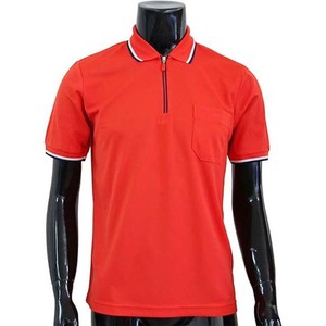 Polos pour hommes vêtements coton grande taille quart fermeture éclair Polo t-shirt décontracté à manches courtes chemises avec poches couleur orange - Product Image 1