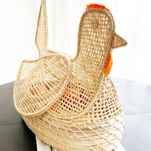 Handwoven Natural Rattan <b>Egg</b> Storage Basket with Lid <b>Eco</b> Friendly Kitchen Organizer Basket - Product Image 1