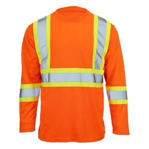 2025 Hi Vis Reflective Orange Unisex Long Sleeve Safety Low MOQ Custom Logo Safety T <b>Shirt</b> for <b>Man</b> - Product Image 1