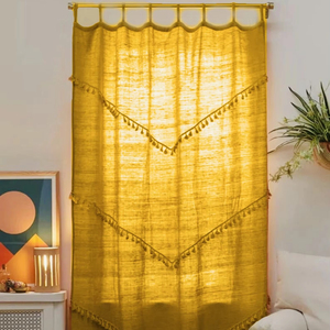 Handmade Natural Cotton Tassel <b>Curtain</b> Solid Color for Living Room Window and Door Decoration Handmade <b>Curtains</b> & Valances - Product Image 1