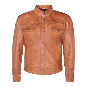 Vente en gros Vêtements décontractés Vestes en cuir de vache de haute qualité Élégant Rétro Classique Hommes Extérieur Camouflage Col Montant Logo à l'avant - Product Image 1