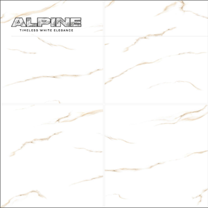 ALPINE Blanc Élégance 600x600mm Mur et Sol Modèle STATUARIO OR Surface Brillante Carreaux de Marbre Application par Novac Céramique - Product Image 1
