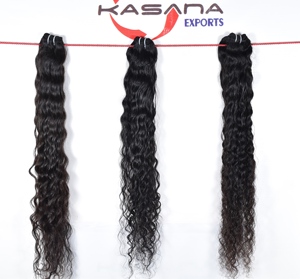 Vente en gros 100% Extensions de cheveux Remy noirs vierges du temple indien de couleur naturelle Cuticule ondulée alignée pour les femmes - Product Image 4