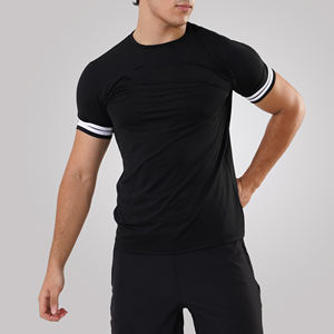 เสื้อออกกำลังกายแขนสั้นสำหรับผู้ชายเสื้อยืดฟิตเนสแบบเรียบเข้ารูป - Product Image 2