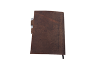 Plans and Prosper A5 Carnet personnalisé personnalisable fait à la main Vintage Brown Designer Couverture en cuir Fermeture à pression Rechargeable