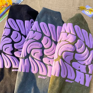 เสื้อยืดแขนสั้นสำหรับผู้ชายเสื้อยืดผ้าฝ้าย100% คลาสสิกโลโก้พัฟพิมพ์ลาย3D ตามสั่ง - Product Image 3