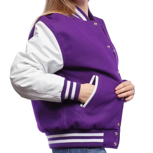Veste universitaire en laine pour femmes grande taille, vente en gros OEM/ODM, nouvelle conception, manches longues, vêtements décontractés, haut court uni - Product Image 4