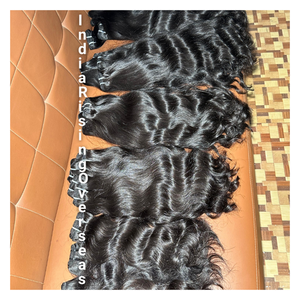 Extensiones de cabello Remy de alta calidad, indio, sin procesar, de alta venta, sin procesar, con cutículas alineadas, virgen, barato - Product Image 1
