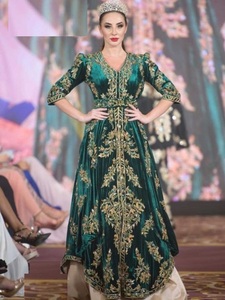 ELEGANT & BEAUTIFUL CAFTAN DRESS EMBROIDERY OF DABKA, CRYSTAL GLASS BEADS,GLASS STONE WORK FOR WEDDING @ 2022 - Product Image 2