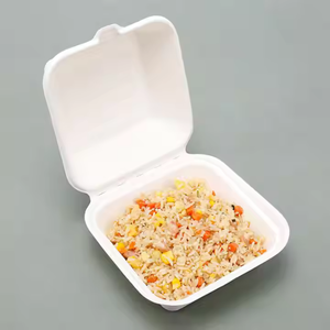 Conteneurs alimentaires de boîte de bagasse à base de clapet d'OEM de l'usine 6x6 d'ODM d'hamburger jetable matériel de fibre fabriqués au Vietnam - Product Image 6