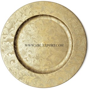 Vente directe d'usine Design classique en laiton pour plaque de chargeur Décoration de table écologique pour la maison et le mariage Charge plaquée au prix - Product Image 1