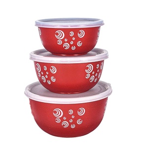 <b>Red</b> Enamel Finished Stainless Steel Bowl Lid TQC Brand Modern Luxury Eco-Friendly Kitchen Home Hotel Restaurant <b>Hot</b> Selling - Product Image 1