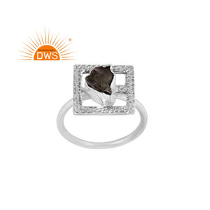 แหวนอัญมณีอัญมณีแบบหยาบจากธรรมชาติทำจากเงินบริสุทธิ์925ออกซิไดซ์แบบออกแบบได้ตามต้องการ - Product Image 1