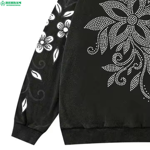 Sweat-shirts à capuche pour hommes, coupe classique, streetwear, avec strass, fabriqués sur mesure, 100% coton, doublure en polaire, hiver - Product Image 2