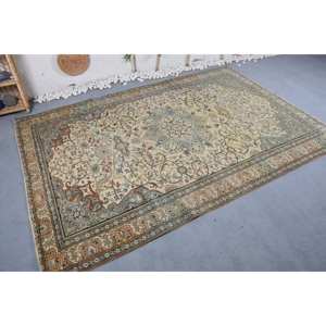 Alfombra de lana azul beige china tradicional Vintage área grande 6,5X9,5 pies patrón de retazos viscosa con respaldo de látex para pasillo - Product Image 3