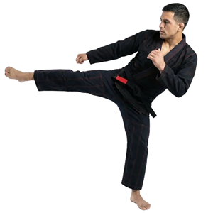 Kimono de judo unisexe noir avec surpiqûres rouges, coupe classique, uniforme d'arts martiaux pour adulte, pantalon 100% coton léger, Rohzen Sports - Product Image 2