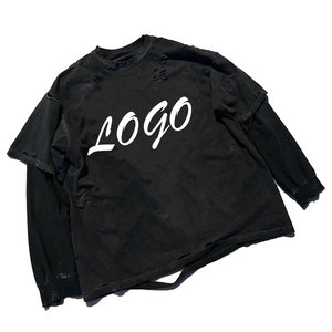 Camiseta de Manga Larga para Hombre, 100% Algodón Premium, Diseño Holgado, Tejido Ecológico, Personalizable, Alta Calidad - Product Image 1