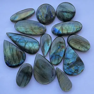 10mm 20mm 30mm Natural Gray Labradorite Smooth Free Size Loose Cabochon Gemstone Jewelry Rings Earrings Pendant Flat Back Stone