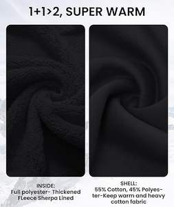 <b>Men's</b> Heavyweight Fleece Pullover <b>Hoodie</b> Full Zip <b>Sherpa</b> Lining Customizable Logo Solid Design Winter Sweatshirt ODM Product - Product Image 2