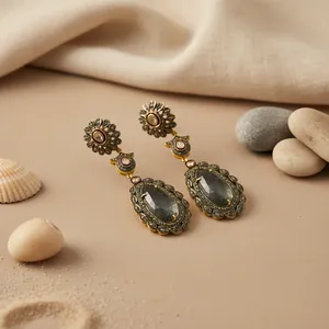 Pendientes de Gota con Piedras Preciosas de Estilo Antiguo para Mujer, Joyería de Moda - Product Image 1