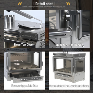 Poêle à <span class=keywords><strong>bois</strong></span> multi-combustibles INBESTCAMP Feuerraum Yurta Wandzeltofen pour le camping en hiver, avec cheminée - Product Image 2