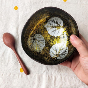 Tazón de cáscara de coco lacado hecho a mano ecológico Color personalizado patrón Floral ensaladera diseño personalizado fabricante de Vietnam - Product Image 1