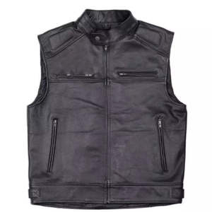 Gilet en cuir d'hiver pour homme, coupe-vent, bouton en corne, design personnalisable, fabriqué au Pakistan, emballage prêt à la vente - Product Image 1