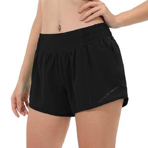 Pantalones cortos deportivos para mujer de ajuste regular de Color negro poliéster 100% hechos a medida con el mejor precio de fábrica de Bangladesh - Product Image 1