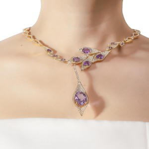 Collier beGems symbole de l'éternité en améthyste, or italien 14K 18K, bijoux fins de luxe pour femmes, nouvelle collection - Product Image 2