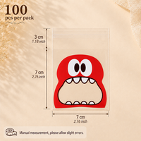 Sacs OPP Épais à Haute Transparence avec Motif Amusant de Grande Bouche pour l'Emballage de Biscuits, Chocolats, Bonbons et Snacks