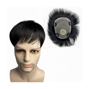 Peluca Profesional de Cabello Humano con Frente de Encaje Ajustable para Hombre, Encaje Transparente de Monofilamento, Cabello Indio, Aspecto Natural, Cómoda - Product Image 1