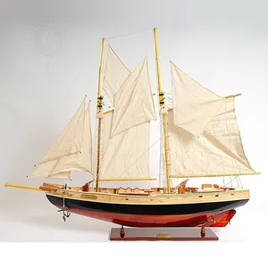 Bluenose II Model Kapal Dicat Replika Kayu Buatan Tangan L dengan Dudukan Pajangan, Dapat Dikoleksi, Dekorasi, Hadiah, Grosir