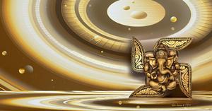 Statue murale en métal Swastik Ganesha Idol motif vertical pour décoration murale ou de porte pour les festivités de Diwali ou les cadeaux - Product Image 2