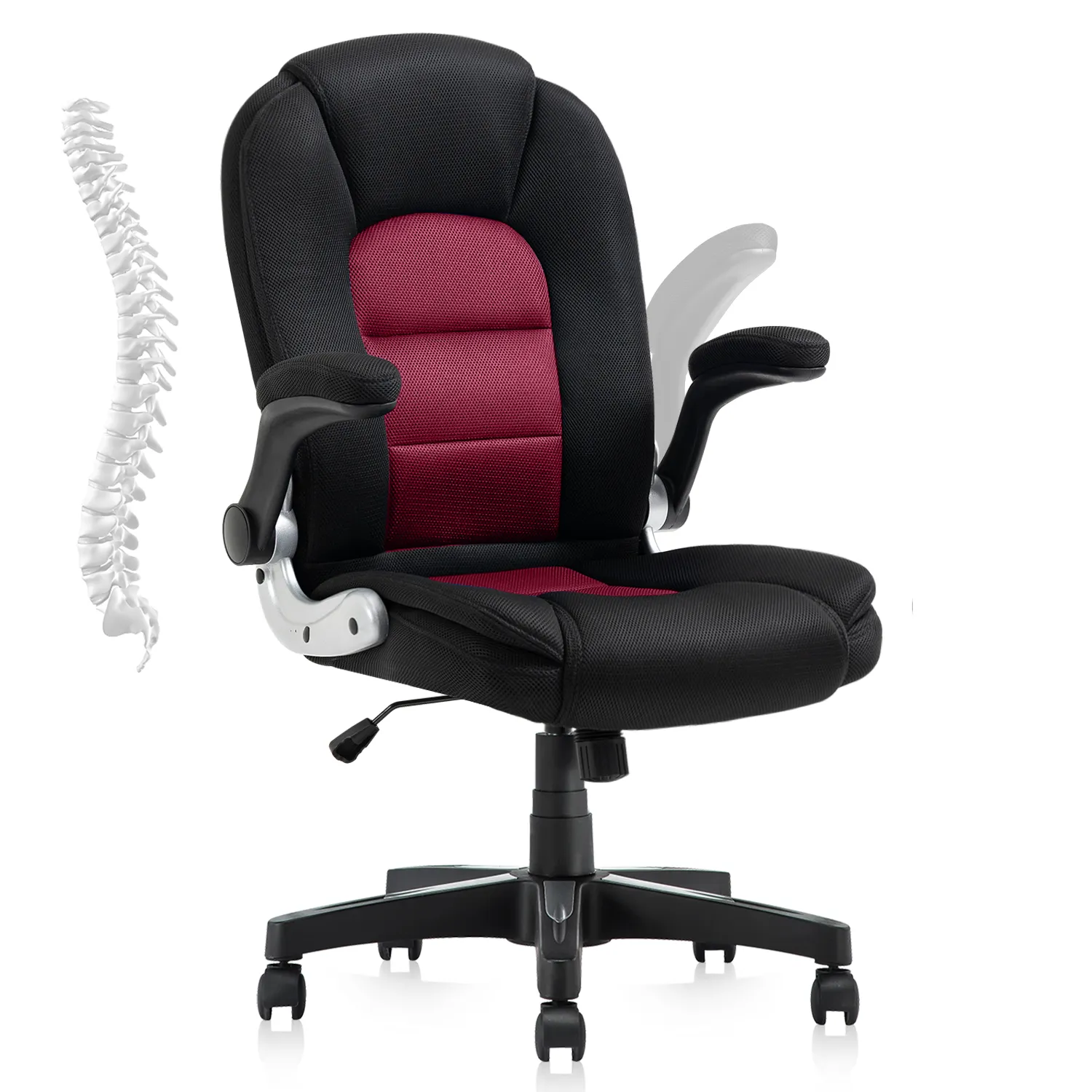 Cadeira moderna confortável cadeira ergonômica do escritório executivo com aleta acima o apoio lombar dos braços e as rodas