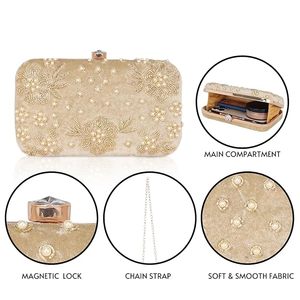 Elegante bolso de mano con bordado Floral, diseño hecho a mano, bolso de mano con bordado bohemio, accesorio hecho a mano elegante para bolso de novia - Product Image 2