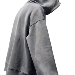 High Quality Winter Plain Dyed Custom Sweatshirts Hoodies Embroidered Men Rhinestone Double <b>Zip</b> <b>Hooded</b> Heavyweight - Product Image 5