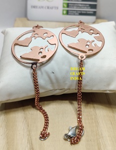 Pulsera chapada en cobre de estilo antiguo de lujo para mujer, joyería de Metal Floral de alto brillo, cadena sin plomo, tamaño libre para indios - Product Image 2