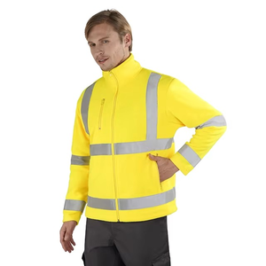 Ropa de trabajo de invierno personalizada para hombre de talla grande, chaqueta de concha suave con cremallera, nuevo forro polar reflectante, impermeable, transpirable, de punto - Product Image 1