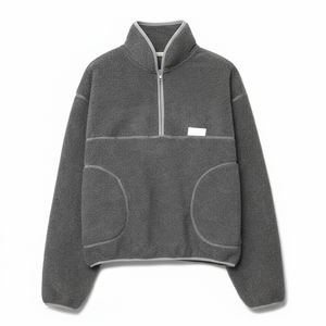 เสื้อแจ็คเก็ตขนแกะคุณภาพสูงแบบสั่งทำพิเศษ ปกติ ปกติ ทรงโอเวอร์ไซส์  ผ้าขนแกะหนาปานกลาง  คอตั้ง  ด้านหน้า  สำหรับผู้ชายและผู้หญิง - Product Image 1